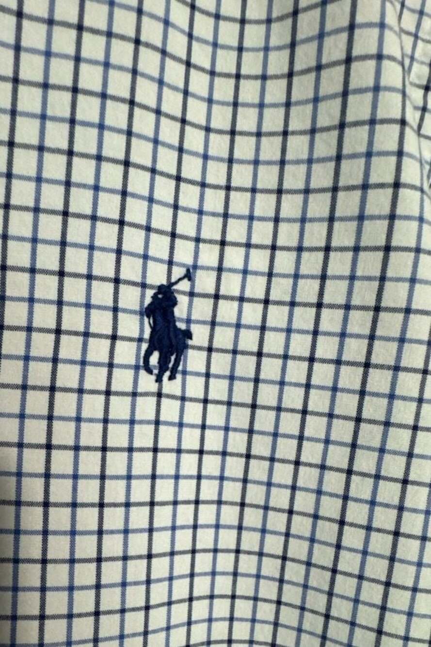 Polo Ralph Lauren Men's White and Blue Plaid Long Sleeve Button Down Shirt - Picture 3 of 5